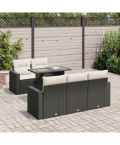 vidaXL vidaXL 6-cz. zestaw mebli ogrodowych z poduszkami, czarny polirattan Dārza mēbeļu komplekti