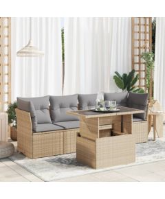 vidaXL vidaXL 5-cz. zestaw mebli ogrodowych z poduszkami, beżowy, polirattan Dārza mēbeļu komplekti