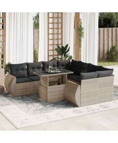 vidaXL vidaXL 9-cz. zestaw mebli ogrodowych, poduszki, jasnoszary polirattan Dārza mēbeļu komplekti