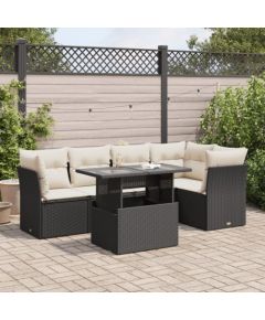 vidaXL vidaXL 6-cz. zestaw mebli ogrodowych z poduszkami, czarny polirattan Dārza mēbeļu komplekti