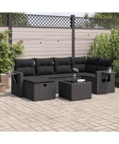 vidaXL vidaXL 7-cz. zestaw wypoczynkowy do ogrodu, z poduszkami, czarny Dārza mēbeļu komplekti