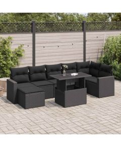 vidaXL vidaXL 8-cz. zestaw wypoczynkowy do ogrodu, z poduszkami, czarny Dārza mēbeļu komplekti