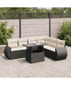 vidaXL vidaXL 7-cz. zestaw wypoczynkowy do ogrodu, z poduszkami, czarny Dārza mēbeļu komplekti