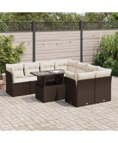 vidaXL vidaXL 9-cz. zestaw mebli ogrodowych z poduszkami, brązowy, polirattan Dārza mēbeļu komplekti