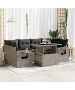 vidaXL vidaXL 7-cz. zestaw wypoczynkowy do ogrodu, z poduszkami, szary Dārza mēbeļu komplekti