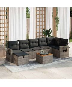 vidaXL vidaXL 8-cz. zestaw mebli ogrodowych z poduszkami, szary, polirattan Dārza mēbeļu komplekti