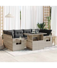 vidaXL vidaXL 7-cz. zestaw wypoczynkowy do ogrodu, z poduszkami, jasnoszary Dārza mēbeļu komplekti