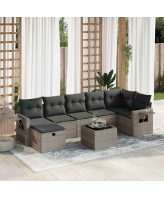 vidaXL vidaXL 8-cz. zestaw mebli ogrodowych z poduszkami, szary, polirattan Dārza mēbeļu komplekti