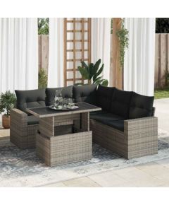 vidaXL vidaXL 6-cz. zestaw mebli ogrodowych z poduszkami, szary, polirattan Dārza mēbeļu komplekti