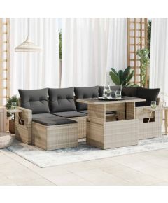 vidaXL vidaXL 7-cz. zestaw wypoczynkowy do ogrodu, z poduszkami, jasnoszary Dārza mēbeļu komplekti