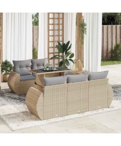 vidaXL vidaXL 6-cz. zestaw mebli ogrodowych z poduszkami, beżowy, polirattan Dārza mēbeļu komplekti