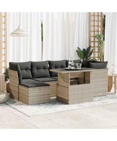 vidaXL vidaXL 7-cz. zestaw wypoczynkowy do ogrodu, z poduszkami, jasnoszary Dārza mēbeļu komplekti