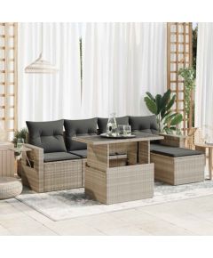 vidaXL vidaXL 6-cz. zestaw mebli ogrodowych, z poduszkami, jasnoszary Dārza mēbeļu komplekti