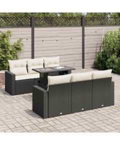 vidaXL vidaXL 7-cz. zestaw wypoczynkowy do ogrodu, z poduszkami, czarny Dārza mēbeļu komplekti