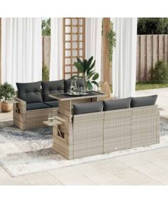 vidaXL vidaXL 7-cz. zestaw wypoczynkowy do ogrodu, z poduszkami, jasnoszary Dārza mēbeļu komplekti