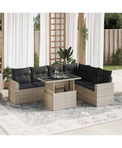 vidaXL vidaXL 7-cz. zestaw wypoczynkowy do ogrodu, z poduszkami, jasnoszary Dārza mēbeļu komplekti