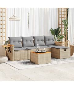 vidaXL vidaXL 6-cz. zestaw mebli ogrodowych z poduszkami, beżowy, polirattan Dārza mēbeļu komplekti