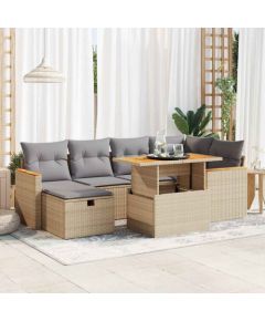 vidaXL vidaXL 8-cz. zestaw mebli ogrodowych z poduszkami, beżowy, polirattan Dārza mēbeļu komplekti