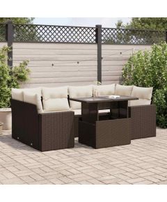 vidaXL vidaXL 7-cz. zestaw wypoczynkowy do ogrodu, z poduszkami, brązowy Dārza mēbeļu komplekti