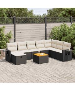 vidaXL vidaXL 9-cz. zestaw wypoczynkowy do ogrodu, z poduszkami, czarny Dārza mēbeļu komplekti