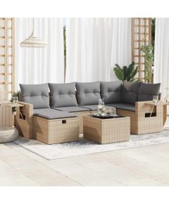 vidaXL vidaXL 7-cz. zestaw wypoczynkowy do ogrodu, z poduszkami, beżowy Dārza mēbeļu komplekti