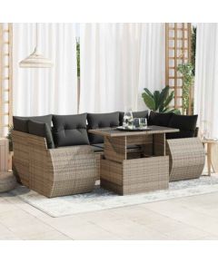 vidaXL vidaXL 7-cz. zestaw wypoczynkowy do ogrodu, z poduszkami, szary Dārza mēbeļu komplekti