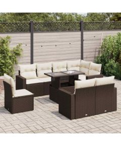 vidaXL vidaXL 9-cz. zestaw mebli ogrodowych z poduszkami, brązowy, polirattan Dārza mēbeļu komplekti