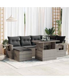 vidaXL 7-cz. zestaw wypoczynkowy do ogrodu, z poduszkami, szary Dārza mēbeļu komplekti