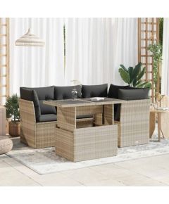 vidaXL vidaXL 5-cz. zestaw mebli do ogrodu, poduszki, jasnoszary rattan PE Dārza mēbeļu komplekti