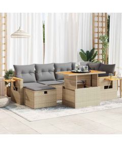 vidaXL vidaXL 8-cz. zestaw mebli ogrodowych z poduszkami, beżowy, polirattan Dārza mēbeļu komplekti