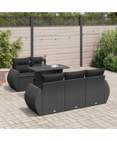 vidaXL vidaXL 6-cz. zestaw mebli ogrodowych z poduszkami, czarny polirattan Dārza mēbeļu komplekti