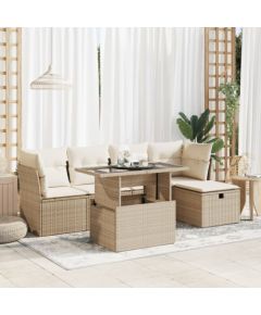 vidaXL vidaXL 6-cz. zestaw mebli ogrodowych z poduszkami, beżowy, polirattan Dārza mēbeļu komplekti