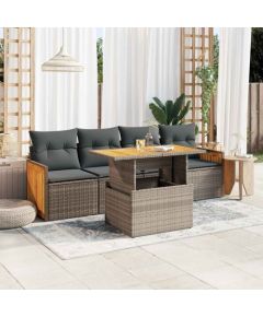 vidaXL vidaXL 5-cz. zestaw wypoczynkowy do ogrodu, poduszki polirattan akacja Dārza mēbeļu komplekti