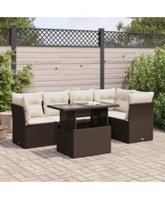 vidaXL vidaXL 6-cz. zestaw wypoczynkowy do ogrodu, z poduszkami, brązowy Dārza mēbeļu komplekti