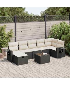 vidaXL vidaXL 8-cz. zestaw wypoczynkowy do ogrodu, z poduszkami, czarny Dārza mēbeļu komplekti