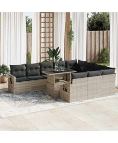 vidaXL vidaXL 11-cz. zestaw mebli ogrodowych z poduszkami, szary rattan PE Dārza mēbeļu komplekti