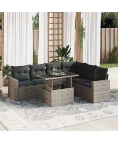 vidaXL 7-cz. zestaw wypoczynkowy do ogrodu, z poduszkami, szary Dārza mēbeļu komplekti