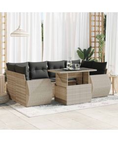 vidaXL vidaXL 7-cz. zestaw wypoczynkowy do ogrodu, z poduszkami, jasnoszary Dārza mēbeļu komplekti