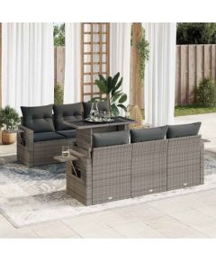 vidaXL vidaXL 7-cz. zestaw wypoczynkowy do ogrodu, z poduszkami, szary Dārza mēbeļu komplekti