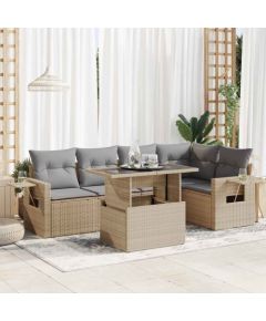 vidaXL vidaXL 6-cz. zestaw mebli ogrodowych z poduszkami, beżowy, polirattan Dārza mēbeļu komplekti