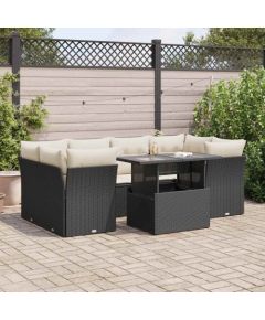 vidaXL vidaXL 7-cz. zestaw wypoczynkowy do ogrodu, z poduszkami, czarny Dārza mēbeļu komplekti