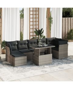 vidaXL vidaXL 8-cz. zestaw mebli ogrodowych z poduszkami, szary, polirattan Dārza mēbeļu komplekti