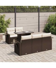 vidaXL vidaXL 6-cz. zestaw wypoczynkowy do ogrodu, z poduszkami, brązowy Dārza mēbeļu komplekti