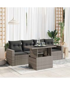 vidaXL 5-cz. zestaw wypoczynkowy do ogrodu, poduszki, szary rattan PE Dārza mēbeļu komplekti