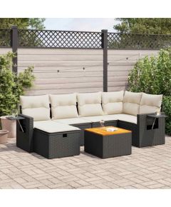 vidaXL vidaXL 7-cz. zestaw wypoczynkowy do ogrodu, z poduszkami, czarny Dārza mēbeļu komplekti