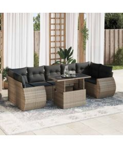 vidaXL vidaXL 8-cz. zestaw mebli ogrodowych z poduszkami, szary, polirattan Dārza mēbeļu komplekti