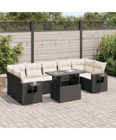 vidaXL vidaXL 8-cz. zestaw wypoczynkowy do ogrodu, z poduszkami, czarny Dārza mēbeļu komplekti