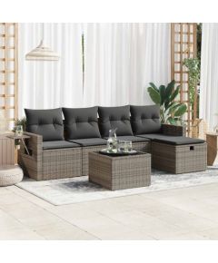 vidaXL vidaXL 6-cz. zestaw mebli ogrodowych z poduszkami, szary, polirattan Dārza mēbeļu komplekti