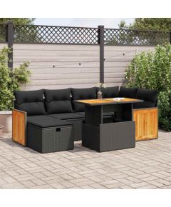 vidaXL vidaXL 8-cz. zestaw wypoczynkowy do ogrodu, z poduszkami, czarny Dārza mēbeļu komplekti