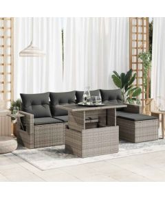 vidaXL vidaXL 6-cz. zestaw mebli ogrodowych z poduszkami, szary, polirattan Dārza mēbeļu komplekti